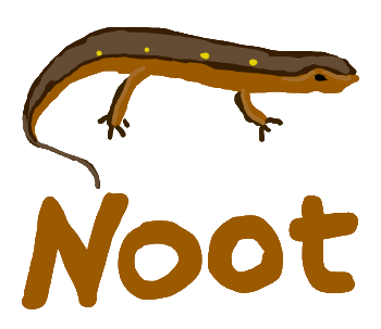 A fun drawing of a newt with the equally fun Noot (newt) spelling below. For fans of newts.