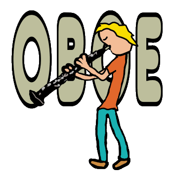 Oboe playing design features an expert oboe player or oboist leaning into a tune on the instrument.