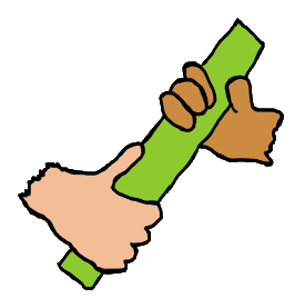 One hand passes the baton to another in simple logo style graphic for the expression 