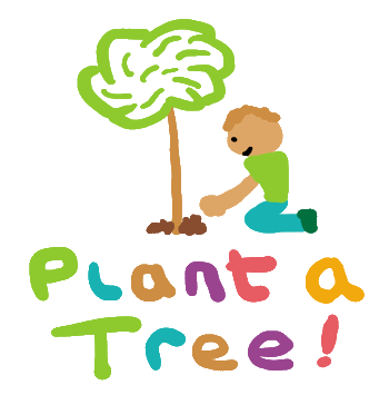 Plant A Tree design features hand drawn gardener, tree and writing to create a positive eco friendly message.  We need more trees - so get planting!