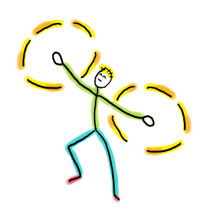 Poi Spinning Stickman is a fun hand drawn design showing two spinning weights with patterned lights being spun in a flow art performance.