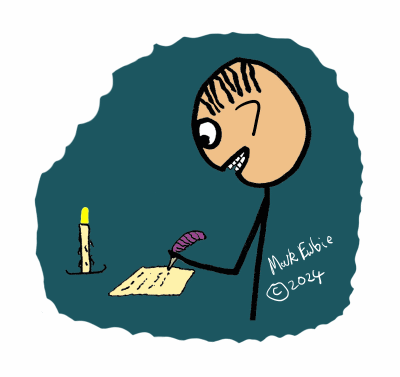 Writer with quill pen and a candle