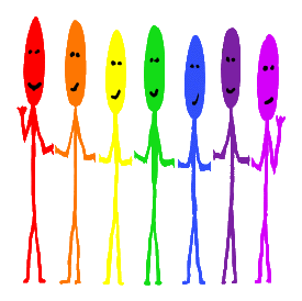 Rainbow Stickmen design shows stick figures in the colors of the rainbow standing for equality, diversity, freedom, togetherness and being whoever you want to be.