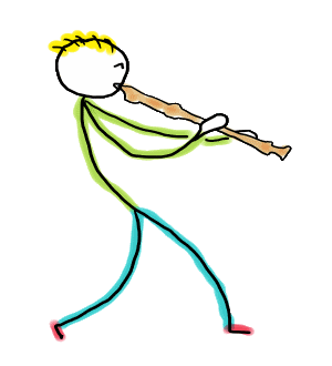 Recorder Playing Stickman is a fun hand-drawn design showing a person playing the recorder instrument. For recorder players with a sense of fun.