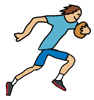 Rugby player runs with ball