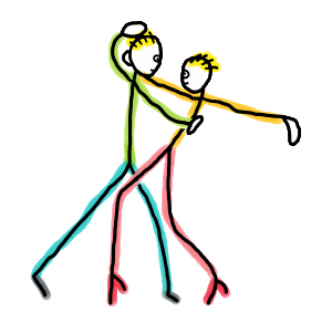 Salsa Dancing Figures is a fun hand-drawn design showing a stickman and his female companion dancing salsa style.