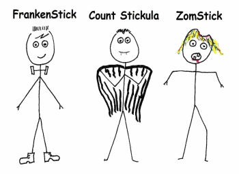 Scary Stickmen design features classic scary monsters from the movies.