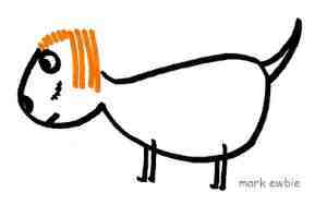 Scottish dog with mullet, red hair and scar