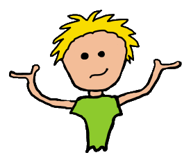 Shruggie graphics shrugs and holds up hands