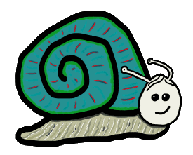 Simple snail drawing with red shell and stalk eye