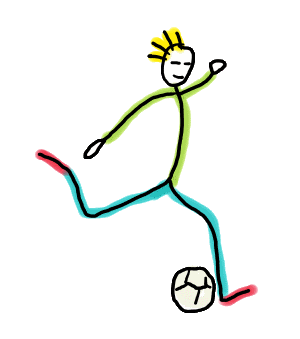 Soccer Stickman is a fun hand drawn design showing our football star about to send that ball flying into the goal or to a fellow player.