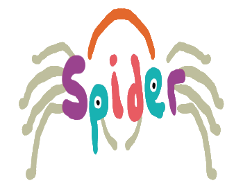 Spider design features the word 