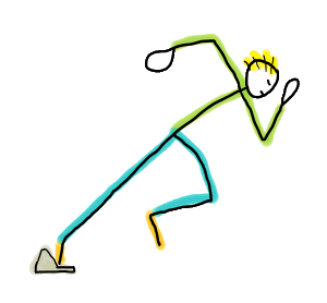 Sprinter Stickman takes off from the blocks in a fun hand-drawn design celebrating the art of sprinting.