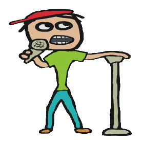 Stand up comic or comedian with mic and stand