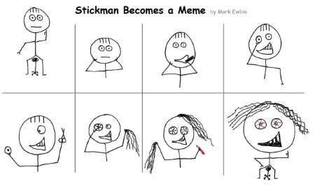 stickman alters appearance  to become a meme