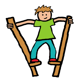 A pair of clowns on stilts in the traditional circus parade