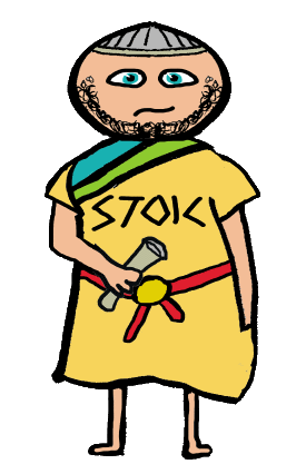 Stoic philosopher with staff and bored expression
