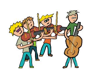 String quartet playing a recital - two violins, viola and cello