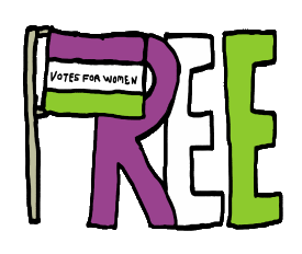 Suffragette Flag in the lavender white and green colors of the Suffrage movement with 