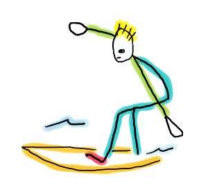 Surfing Stickman is a fun hand drawn mage showing surfer plus surfboard taking on the waves with style.