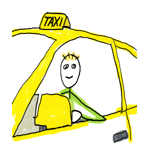 Taxi Driver Stickman sits in taxi waiting for next passenger. Fun hand drawn friendly image - a role model for all stick figure tax drivers out there.