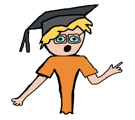 Teaching design shows a mortar board wearing teacher explaining a lesson to the class.