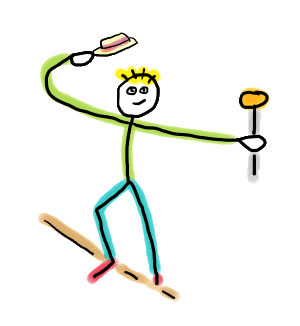 Tightrope Walking Stickman is a fun hand drawn design showing our intrepid funambulist with hat and cane balancing on a rope somewhere high in the air.