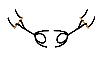 Trapeze design shows two stick figures swinging through the air with arms outstretched towards each other