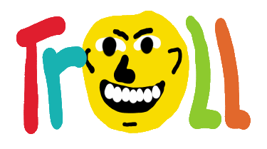 Troll design features a troll face within the letters tr and ll.  Spelling troll.  Fun design for trolling.