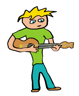 Ukulele design shows a uke expert playing a banjo ukulele or banjolele