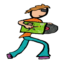 Vinyl Record Collecting design shows a cool collector carrying album eager to play latest addition to their vinyl record collection.