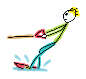 Water Skiing Stickman is a fun hand drawn image showing a stickman water skier cutting through the water with some style.
