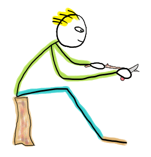 Whittling Stickman shows a hand-drawn whittler peacefully carving away at a stick to craft something that could be useful or simply for the fun of it.