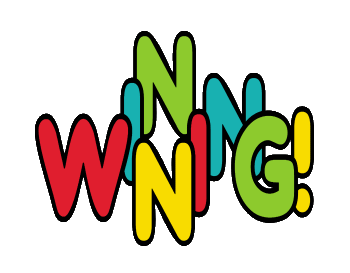 Winning! design with large fun lettering to create an eye-catching graphic to celebrate success. A motivational image for winners who are winning!